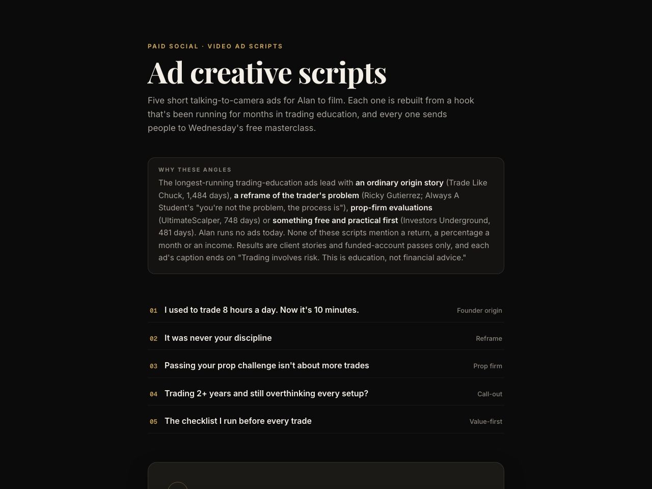 Ad creative scripts preview