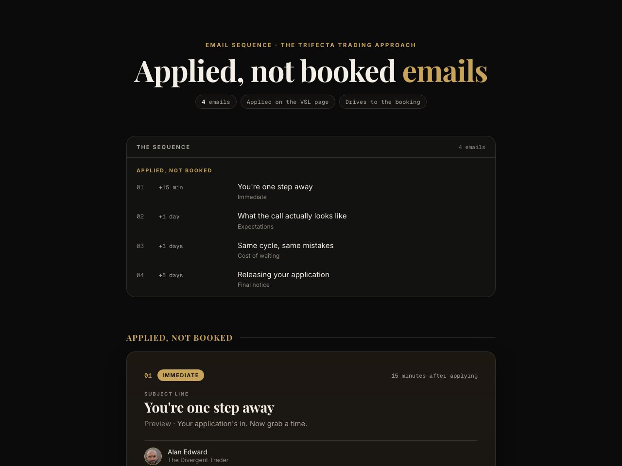 Applied, not booked preview